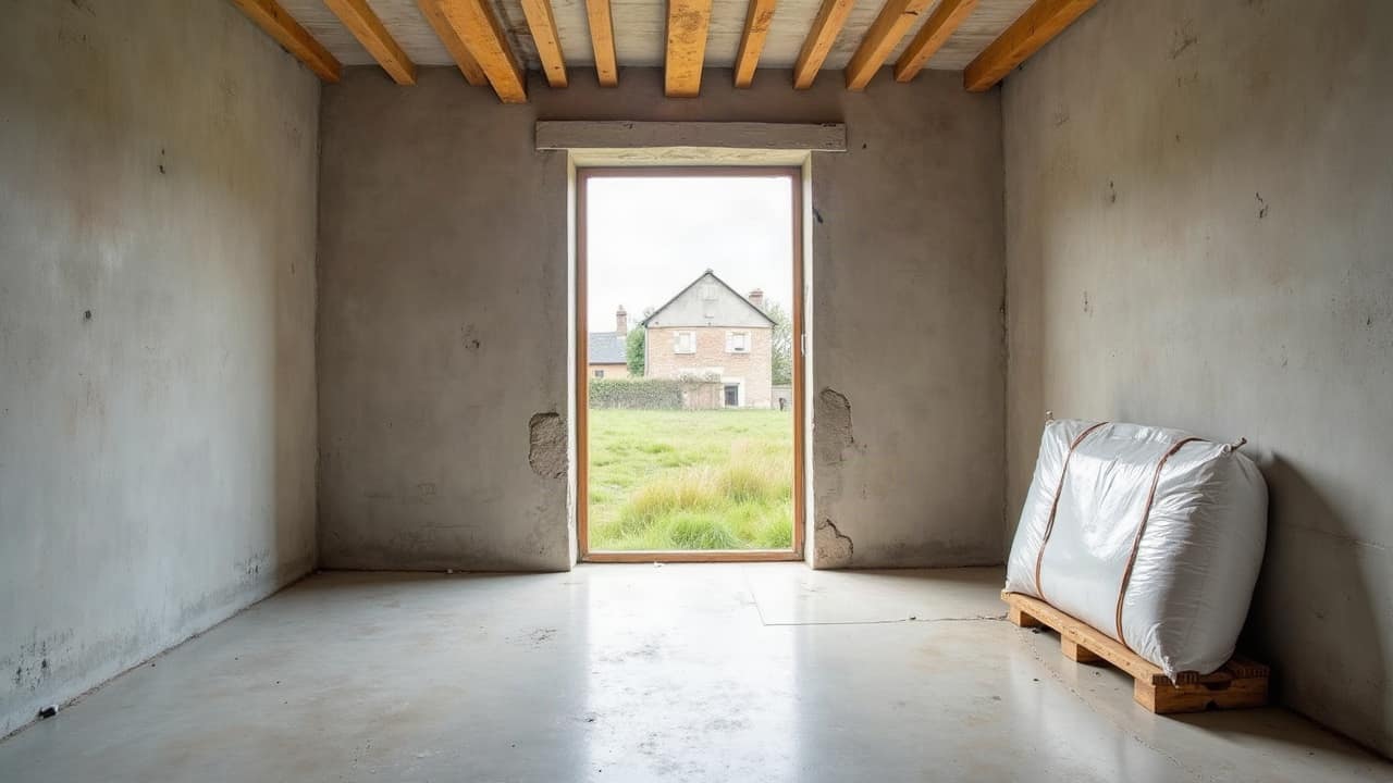 Intérieur de logement rénové avec cloisons neuves et enduits propres, lumière naturelle, aucun matériau amianté visible, prêt pour les autres corps d'état.